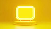 Retro Lightbox Advertising On Yellow Background - Grand Sale Offer. Unique Vintage Style Advertisements Available For Purchase. Grab The Best Deals Now!, AI generated [IBR125195755]