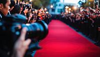Glamorous Red Carpet Event: Celeb Surrounded By Fans And Paparazzi Capturing The Star-Studded Moment On Camera, AI generated [IBR125195766]
