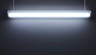 Bright Illuminated Luminescence: Realistic White Long Fluorescent Light Tube Shining On, AI generated [IBR125195770]