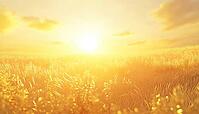 Sunlit Beauty: A Lush Meadow Field Bathed In Golden Sunshine, Creating A Stunning Natural Scene Of Vibrant Plant Life, AI generated [IBR125195772]