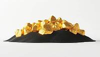 Shimmering Gold Unearthed From A Mine And Placed On Dark Sand Describes The Valuable Gold Discovered And Placed On Black Sand, AI generated [IBR125200666]