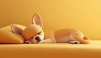 Adorable Sleepy Chihuahua Resting On Bed In Morning With Natural Light From Window. Relaxing On Cozy Spot For Lazy Weekend, AI generated [IBR125200668]