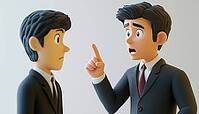 Manager Pointing Finger Aggressively At Subordinate During Confrontation In The Workplace. Subtle Intimidation Tactics Used By Boss Toward Employee. Situation Escalated, AI generated [IBR125200671]