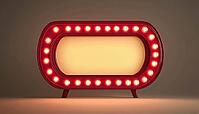 Vintage Lightbox With Antique Shape Marquee And Glowing Bulb, Featuring A Red Retro Frame For A Nostalgic Touch. Classic Design, AI generated [IBR125200684]