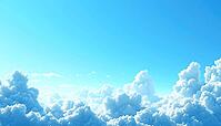 Clear Blue Sky With Puffy Clouds: A Vast And Clear Sky Filled With Fluffy Clouds Offers A Tranquil And Serene View, AI generated [IBR125200712]