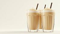 Cold Beverage: Delicious Coffee Milk Glasses On White Background. Refreshing Iced Latte In A Clipping Path Photo For Maximum Appeal, AI generated [IBR125200718]