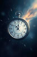 Clock and dynamic space background, spce time concept, AI generated [IBR125200733]