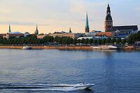Old town with banks of the Daugava, castle, St. James Cathedral, St. Mary's Cathedral, Riga, Latvia [IBR125203155]