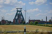 Abandoned Konrad 1 iron ore mine with conveyor framework, being converted into a repository for low and medium radioactive waste, Salzgitter, Lower Saxony, Germany [IBR125203178]