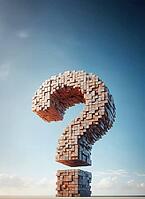 Large question mark made with wood blocks, 3D illustration, AI generated [IBR125203216]