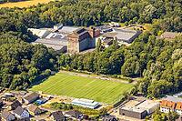 Aerial view, shaft III, sports ground at Schaacht III, fodder Christoph Rath, Rünthe, Bergkamen, Ruhr region, North Rhine-Westphalia, Germany, birds-eyes view, aerial photography, aerial photography, overview, overview, bird's-eye view, infrastructure, to [IBR113322293]