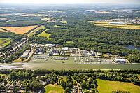 Aerial view, Marina Rünthe marina on the Datteln-Hamm Canal, boats, charter boats, harbor, inland port, Rünthe, Bergkamen, Ruhr region, North Rhine-Westphalia, Germany, birds-eyes view, aerial photography, aerial photography, overview, bird's eye view, in [IBR113322333]