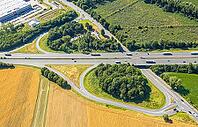 Aerial view, A2 motorway, Bergkamen and Kamen driveway, industrial area, Herbert Heidt Gebäudetechnik, Rubix Bergkamen, DHL Solutions GmbH, Weddinghofen, Bergkamen, Ruhr area, North Rhine-Westphalia, Germany, birds-eyes view, aerial photography, overview, [IBR113322350]