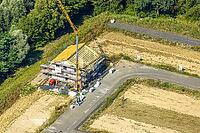 Aerial view, RAG Montan Immobilien, UKBS timber construction residential project, on the site of the former Grimberg 3/4 mine in Bergkamen-Weddinghofen, the sustainable forest settlement with around 120 plots of land) for single-family, double and row hou [IBR113322363]