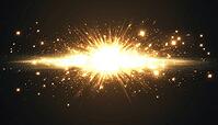 Magical Golden Dust And Glittering Graphics In Sparkling Backlight On A Dark Background With Bright Flash, AI generated [IBR125211458]