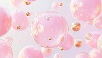 Hand Drawn Abstract Water Light Pink Bubbles Pattern With Circles In Pastel And Golden Confetti Design. Unique And Elegant Artwork, AI generated [IBR125211462]