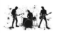Silhouette Illustrations Of Alternative Band Musicians Enhanced By Scatter Brushes For A Creative Visual Impact And Artistic Flair, AI generated [IBR125211472]