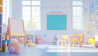 Stunning Blur Of Bright Classroom And Study Room With Panoramic Windows And Gorgeous Lighting In An Empty School Setting, AI generated [IBR125211474]