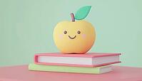 Apple-Themed Chalk Drawings On Books. An Artistic Display Featuring Apples Drawn In Chalk On The Covers Of Various Books. Fruit-Inspired Artwork, AI generated [IBR125211475]