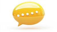 Realistic Glossy Yellow Speech Bubble With White Dots For Message Notification In Dialog Or Chat, AI generated [IBR125211476]
