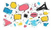 Hand Drawn Marker Simple Elements: Grunge Doodle Under, Emphasis, Speech Bubbles, Arrows And Shapes On White Background, AI generated [IBR125211503]