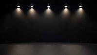 Black Studio With Floor Lights And Spotlights On Wall, Edited For Product Display - A Stylish Studio Setup Perfect For Showcasing Products With Dramatic Lighting, AI generated [IBR125211521]