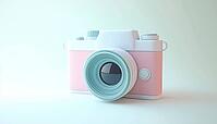 Trendy Photo Camera With Lens And Button: Realistic Illustration Of A Modern Camera In Style. Fashionable Photography Equipment In Trend, AI generated [IBR125211522]