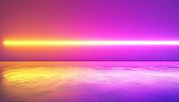 Vibrant Purple And Yellow Neon Lights Illuminate An Empty Studio Displaying Products Against A Gradient Wallpaper And Floor Design, AI generated [IBR125211530]