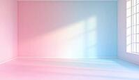 Empty Studio With Pastel Pink And Blue Gradient Walls, Sweet-Toned Wallpaper And Floors, Perfect For Advertising Scenes And Dance Floors, AI generated [IBR125211540]