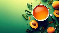 Premium And Delicious Green Tea Social Media Ad Featuring Peach-Flavored Tea In A Creative Cup Advertisement, AI generated [IBR125229868]