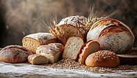 Variety Of Bread, Rolls, And Baked Goods Featuring Salt And Seeds. A Selection Of Breads And Pastries With Added Savory And Nutty Flavors, AI generated [IBR125229873]
