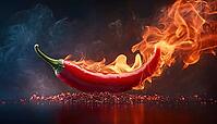 Fiery Red Pepper Sizzling With Heat - A Spicy Sensation That Will Leave Your Taste Buds Tingling And Mouth On Fire!, AI generated [IBR125229876]