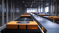 Artificially Intelligent Autonomous Conveyor Belt System For Sorting And Preparing Parcels In A Cutting-Edge Logistics Warehouse For Client Deliveries, AI generated [IBR125229895]
