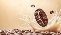 Coffee Bean With Coffee And Milk Splash Graphic Element, Including Clipping Path For Easy Editing And Incorporation Into Designs, AI generated [IBR125229918]