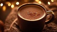 Close-Up Photo Of Delicious Dark Brown Hot Chocolate Drink Perfect For Food Backdrops Or Recipes. Capture The Richness Of Chocolate, AI generated [IBR125229923]