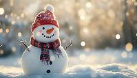 Frosty The Snowman Celebrating Christmas In The Winter Wonderland: A Delightful Scene Of Holiday Cheer And Festive Decorations, AI generated [IBR125229929]
