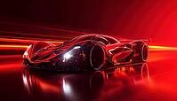 Vibrant Red Car With Illuminated Lights - Racecar With Flashing Effect And Eye-Catching Design, AI generated [IBR125229942]