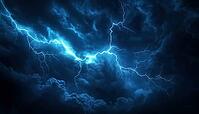 Dramatic Lightning Storm Illuminating Night Sky. Weather Phenomenon: Hurricanes, Typhoons, Tornadoes, And Storms. Cataclysms In The Atmosphere, AI generated [IBR125229959]