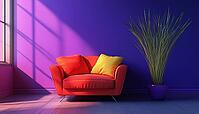 Contemporary Living Room Furniture Set Featuring Sofa And Armchair Along With Decorative Grass Vase. Amazing Addition To Any Stylish Home Decor, AI generated [IBR125229962]