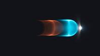 Abstract composition of a glowing pressure pulse rebounding after striking a closed valve boundary, water hammer reflection visualization, studio shot, AI generated [IBR125242483]