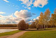 Part of the city park on the shore of the lake on a sunny autumn day. City of Järvenpää, Finland [IBR125261555]