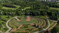 Drone panorama of amphitheater and greenery in Poznan Poland [IBR125261559]