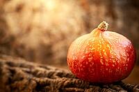 Orange pumpkin over wooden nature background [IBR125261568]