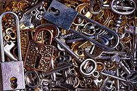 Set of vintage keys and locks close-up [IBR125261580]