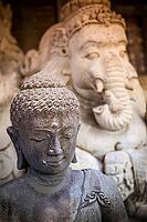 The old stone Buddha statue. Indonesia, Bali [IBR125261598]