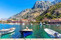 Kotor marina with boats and yachts, beautiful harbour view, Montenegro [IBR125261632]