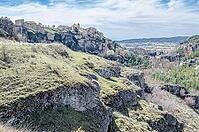 View of the Jucar Gorge and the town of Cuenca, Spain, a natural phenomenon caused by the erosion of the waters of this river on the limestone rock on which the city is built and which surrounds it [IBR125280290]