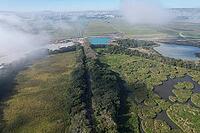 Aerial view of the sand extraction port on the banks of the Paraiba River in the Paraiba Valley, Sao Paulo, Brazil. [IBR125280317]