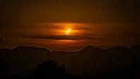Total solar eclipse, Eclipse, in front of Tramuntana Mountains, Llubi, Majorca, Spain [IBR125280332]