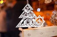 Wooden Decoration for sale in Christmas market, Munich [IBR125280333]